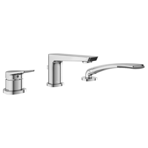 Moroka™ Robinet 3 Morceaux pour Baignoire avec Douchette - Cartouche Incluse avec Brut - Chrome