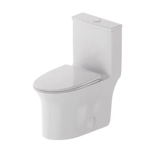  O ACE - Toilette monopièce à cuve allongée, Double Chasse, Blanc Lustré