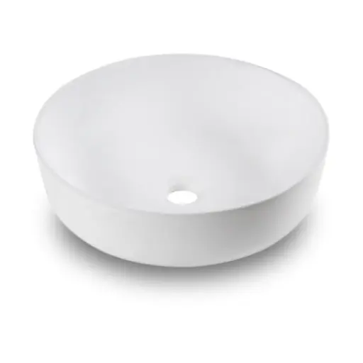 Lavabos Ob-33-wm, Vasque/lavabo, Rond, Porcelaine Vitrifiée, sans Trop-plein, Blanc Mat