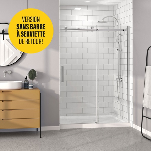 Bellini 60 porte alcove chrome clair, SANS BARRE À SERVIETTE