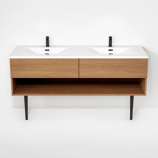 Haus - Meuble lavabo 63" double avec pattes simples - Chêne naturel